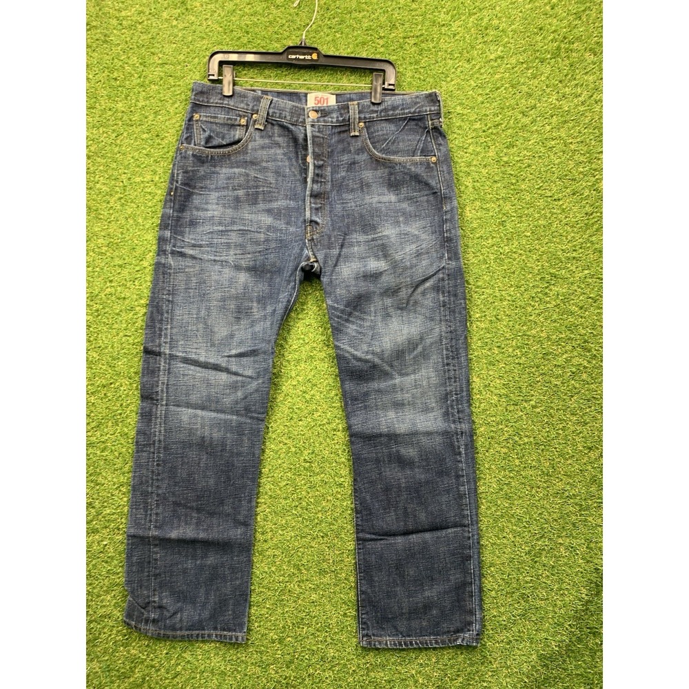Levis 501 Jeans Mens 36x30 Dark Wash Denim Pants Button Fly Western Wear Y2K